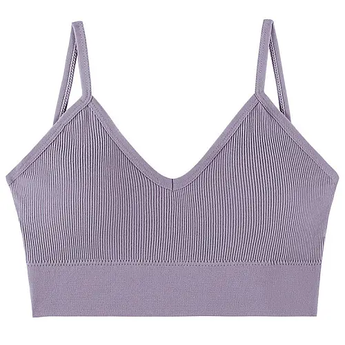 Топ жіночий в рубчик Lesko 08WX# Ліловий XL 85 ABC з нерегульованими брительками знімні чашечки (12256-68330)