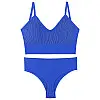 Труси і топ Lesko 1608# Синій XL 85 ABC в рубчик комплект жіночого білизни (12248-68308)
