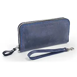 Кожаный кошелек Skin and Skin Zipper L 21х11.5х2.5 см Темно-синий (LW06nb)