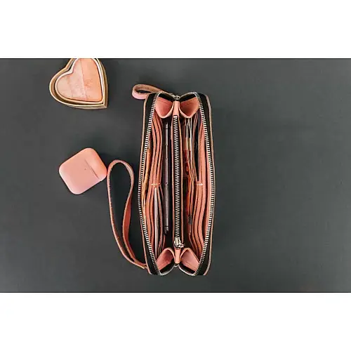 Шкіряний гаманець Skin and Skin Zipper L 21х11.5х2.5 см Рожевий (LW06PI)
