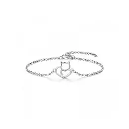 Женский браслет j-hel Котенок-сердечко 1,49 г 22 см Silver (KITTYSilver)