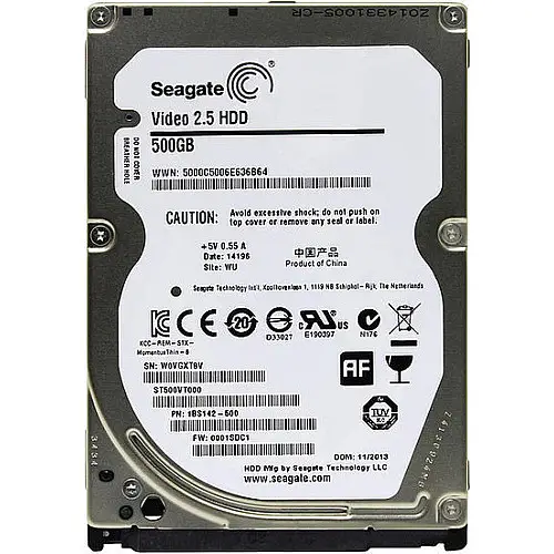 Накопитель HDD 2.5" SATA 500Gb Seagate, 16Mb, 5400rpm, Video Refubrished (ST500VT000)
