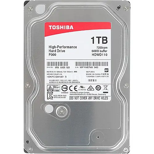 Накопитель HDD SATA 1.0TB Toshiba P300 7200rpm 64MB (HDWD110UZSVA)
