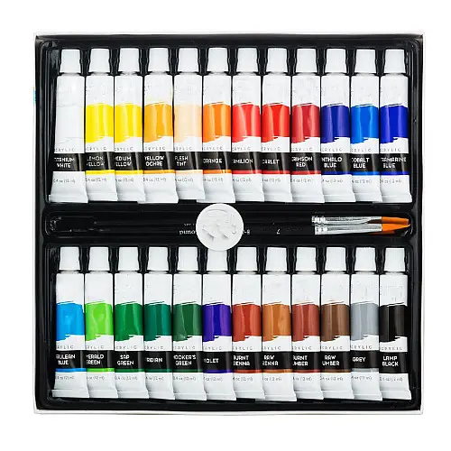 Набір акрилових фарб для малювання Yover AcryLic Paint 24 кольори в тубах по 12 мл.