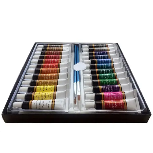 Набір акрилових фарб для малювання Yover AcryLic Paint 24 кольори в тубах по 12 мл.
