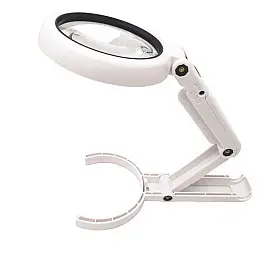 Настольная лупа с LED подсветкой - лупа трансформер UKC FS75 5/11 X с подсветкой 8 Led Белый