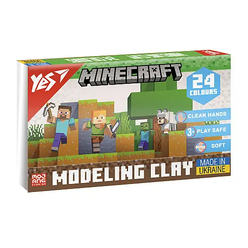 Пластилин YES 24 цв 480г Minecraft (540682)