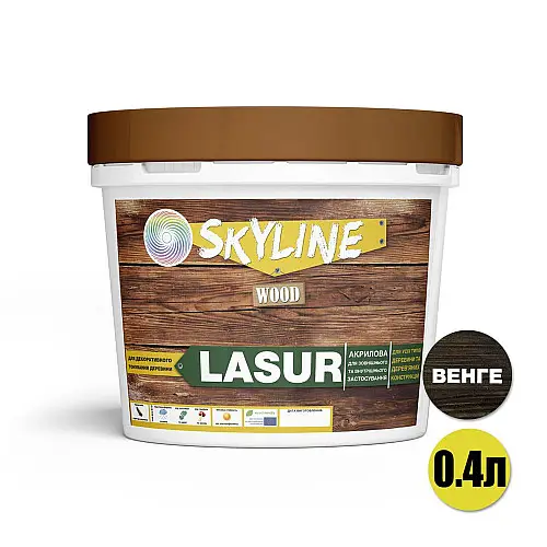 Лазурь декоративно-защитная для обработки дерева SkyLine LASUR Wood Венге 400 мл