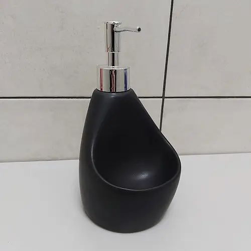 Дозатор жидкого мыла 350 мл с подставкой для губки BonaDi 851-312 Black