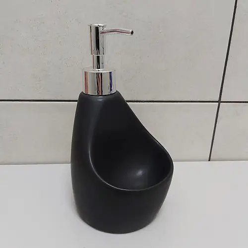 Дозатор жидкого мыла 350 мл с подставкой для губки BonaDi 851-312 Black