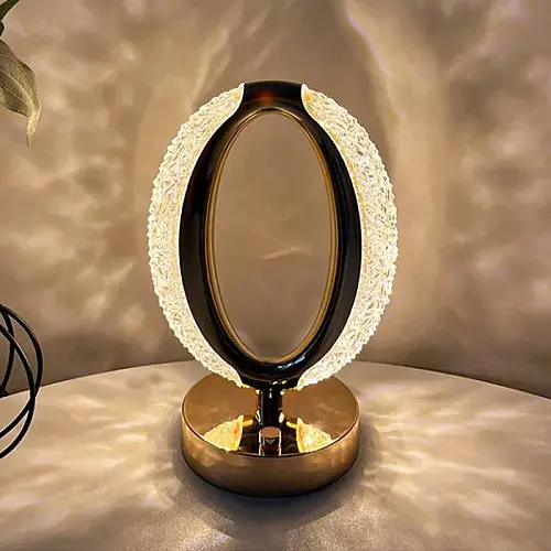 Настольная светодиодная кристаллическая лампа RIAS Ring Diamond Gold