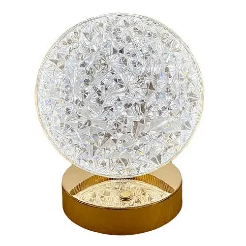 Настольная светодиодная кристаллическая лампа RIAS Round Diamond Gold