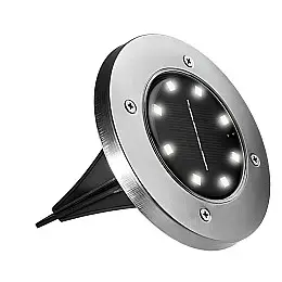 Садовый уличный светодиодный фонарь-подсветка на солнечной батарее Solar Disk Lights 8 LED 164-12328830