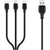 Універсальний кабель USB (3 в 1) XO NB103 microUSB-iPhone-Type C 1m Black