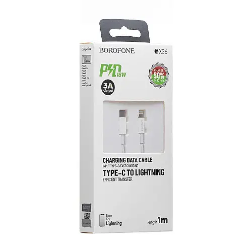 Кабель USB Borofone BX36 Union Type C - Lightning 18W Білий