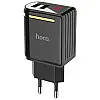 Мережевий адаптер Hoco C39A 2USB з дисплеєм Black