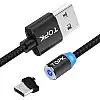 Магнітний кабель для зарядки Topk Led AM23 USB 2м 2.4A Micro-USB Black (my017-hbr)