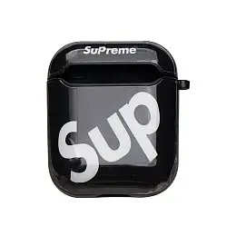 Футляр для навушників Airpods Glossy Brand Sup black