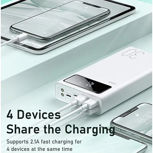 УМБ REMAX Mengine Series RPP-112 30000mAh 2.1A*4 USB з ліхтариком Білий