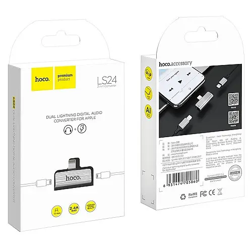 Перехідник Hoco LS24 Dual Lightning 2A