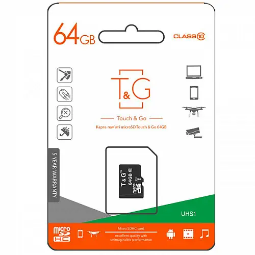 Карта памяти T&G Micro SDXC 64gb UHS-1 10 Class Черный