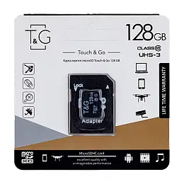 Карта памяти с адаптером T&G Micro SDXC 128gb UHS-3 Class 10 Черный