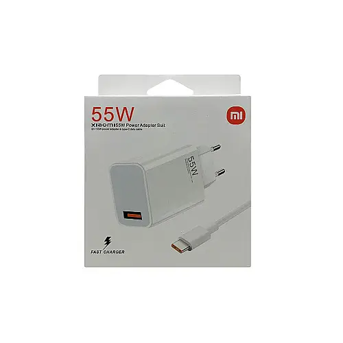 Мережевий зарядний пристрій Xiaomi MDY-12-EQ 55W + USB кабель Type-C- білий
