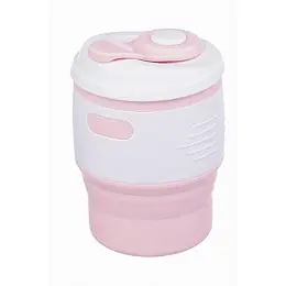 Складана силіконова склянка з кришкою Collapsible 350 мл MARSHMALLOW