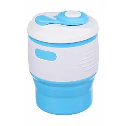 Складана силіконова склянка з кришкою Collapsible 350 мл SKY