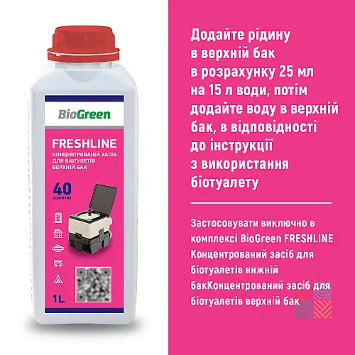 Концентрований засіб для біотуалетів верхній бак Biogreen 1л