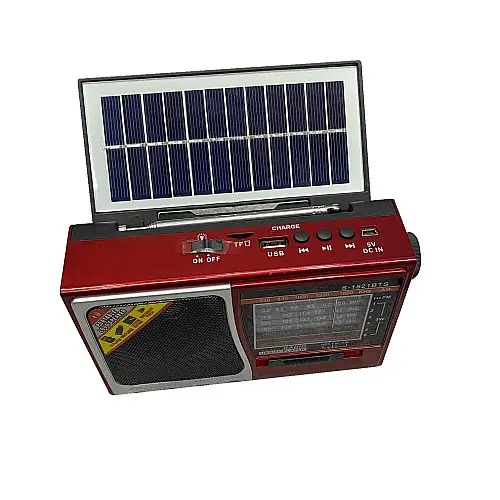 Радіо-ліхтар на сонячній батареї на акумуляторі Solar Charge S-1521BTS червоний