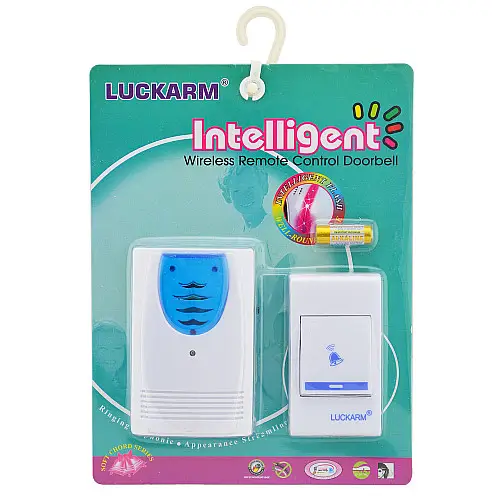 Бездротовий дверний дзвінок Luckarm Intelligent 8203 від батарейок Біло-синій