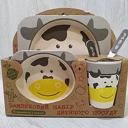 Набір дитячого посуду з бамбукового волокна Bamboo Корова 5 предметів