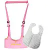 Набір дитячі віжки-ходунки Walking Assistant Moby Baby Рожевий та Слюнявчик на кнопці (n-1054)