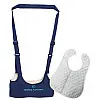 Набір дитячі віжки-ходунки Walking Assistant Moby Baby Синій та Слюнявчик на кнопці Білий (n-1055)