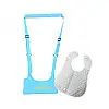 Набір дитячі віжки-ходунки Walking Assistant Moby Baby Блакитний та Слюнявчик на кнопці Білий (n-1056)