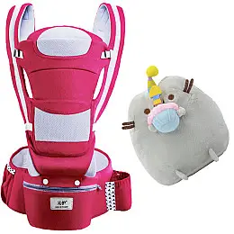 Хіпсит, Ерго-рюкзак, кенгуру перенесення Baby Carrier 6 в 1 Червоний та Пушин кет з кексом (n-1391)