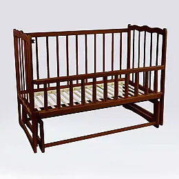 Кроватка деревянная маятник с откидным бортиком Наталка Сон 120 x 65 x 97 см Тёмно-коричневый (74153)