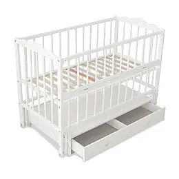 Кроватка детская с откидной боковиной+ящик Наталка Ангелина 120 х 60 см White (124729)