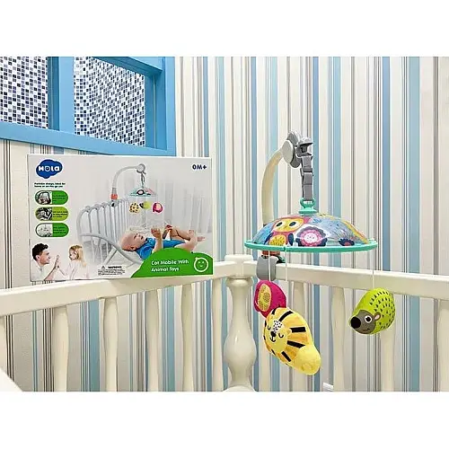 Карусель мобіль Hola 3 текстильні підвіски White with blue (122987)