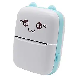 Портативний термопринтер OldBro Bambi Cat Mini printer Blue 5 рулонів самоклеючого термопаперу