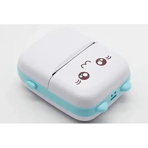 Портативный термопринтер OldBro Bambi Cat Mini printer Blue 5 рулонов самоклеющейся термобумаги