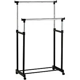 Телескопічна стійка-вішалка для одягу та взуття Double Pole Clothes Horse Чорна (000024646B)