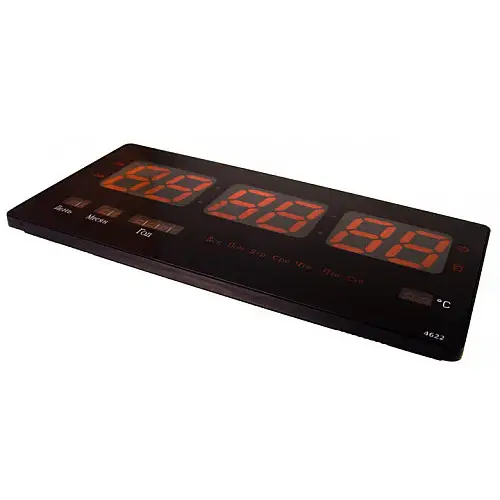 Настінні годинники Led з підсвіткою з датою і температурою VST 4622 46х22х3 см Червоний