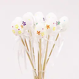 Декорація пасхальна на піку Flora Писанка мікс 12 шт Білий (44045)