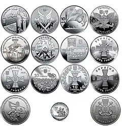 Набір монет Collection Збройні Сили України 10 гривень ЗСУ 30 мм 15 шт Сріблястий (hub_ylj442)