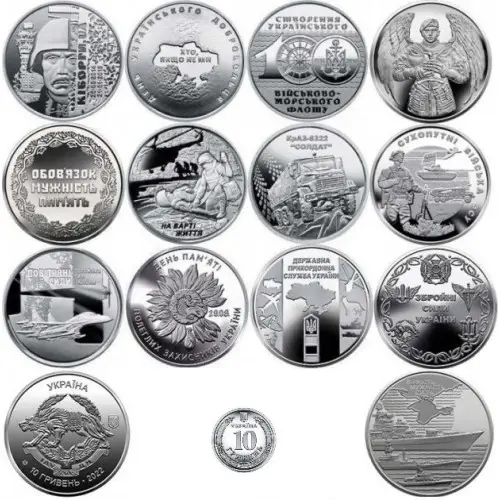 Набір монет Collection Збройні Сили України 10 гривень ЗСУ 30 мм 15 шт в капсулах Сріблястий (hub_ylj442)