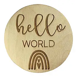 Дерев'яна табличка для фотосесії Dushka Hello world 7 см Бежева (947)