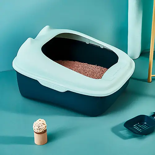Туалет для кішок Taotaopets 268802 лоток для котів 40*30*20 см Синій з лопаткою