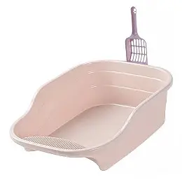 Туалет для кішок з лопаткою Lesko DT308 Pink лоток для кота